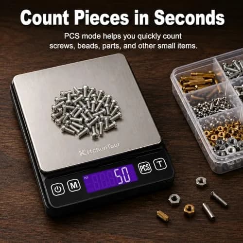 K KitchenTour Digital Kitchen Scale 3000g/0.1g Precision | Tare Function, 9 Units, Backlit LCD thumbnail 6