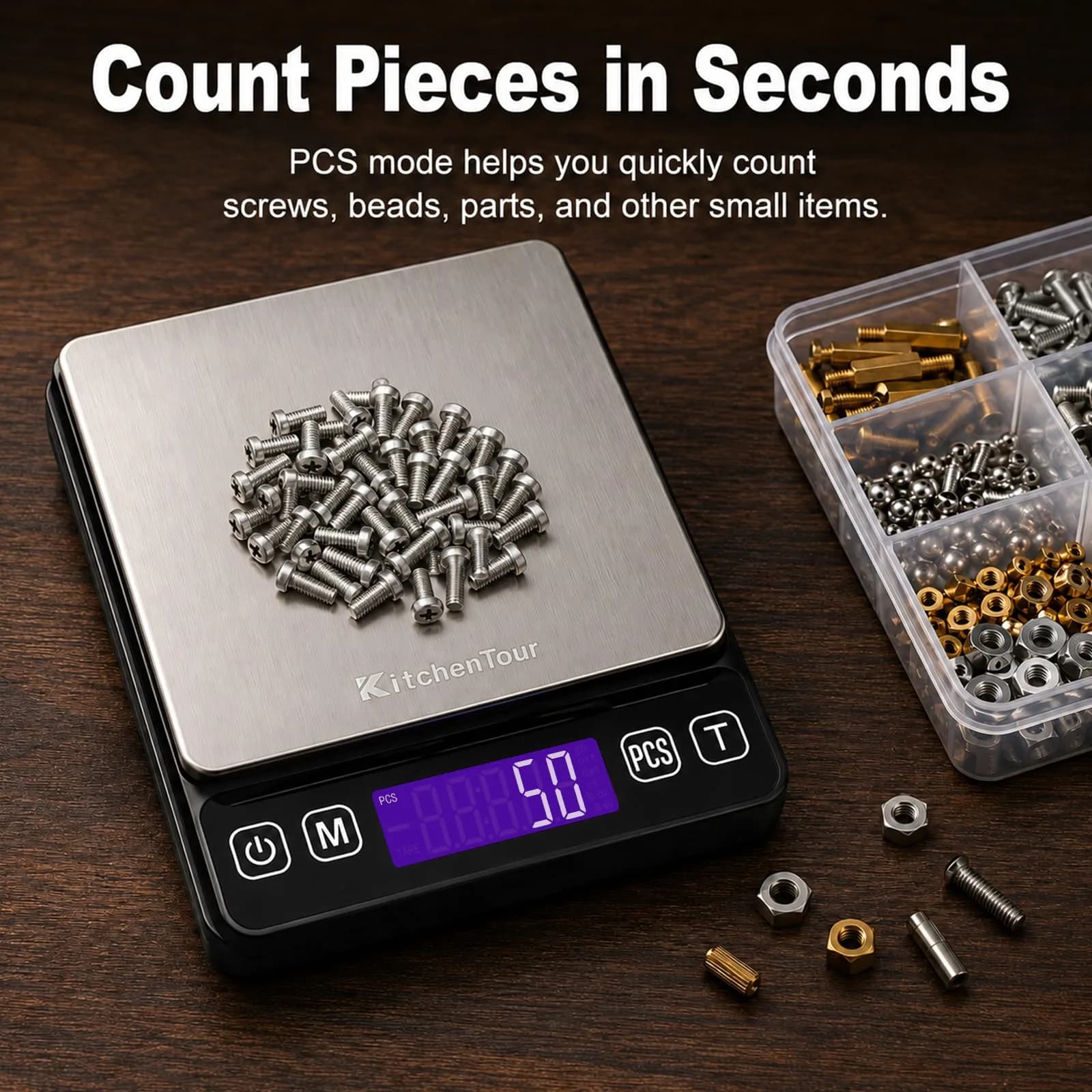 K KitchenTour Digital Kitchen Scale 3000g/0.1g Precision | Tare Function, 9 Units, Backlit LCD - view 6