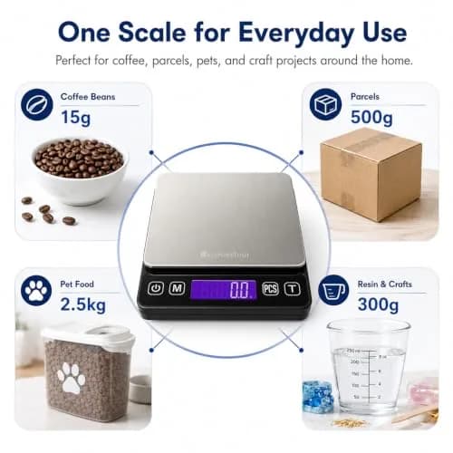 K KitchenTour Digital Kitchen Scale 3000g/0.1g Precision | Tare Function, 9 Units, Backlit LCD thumbnail 7