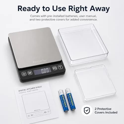 K KitchenTour Digital Kitchen Scale 3000g/0.1g Precision | Tare Function, 9 Units, Backlit LCD thumbnail 8