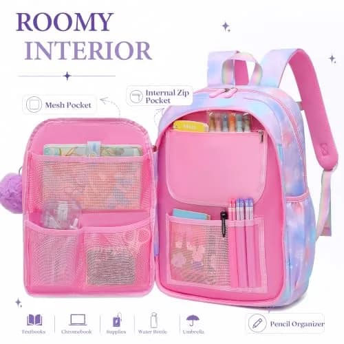 Alrisg Girls Backpack 43.2 cm (18.1 inches) | Cute Pastel School Bookbag for Kids thumbnail 2
