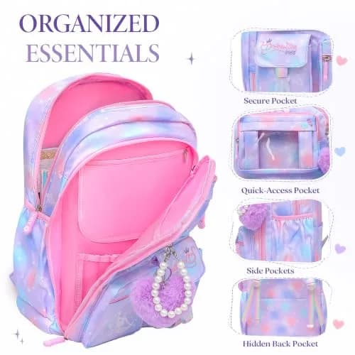 Alrisg Girls Backpack 43.2 cm (18.1 inches) | Cute Pastel School Bookbag for Kids thumbnail 3