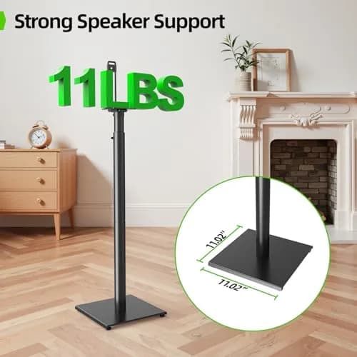 USX MOUNT Adjustable Speaker Stands Pair, 32-42 inch Height, 5kg (11 lbs) Load Capacity | Floor Satellite Speaker Stands for Home Theater thumbnail 5