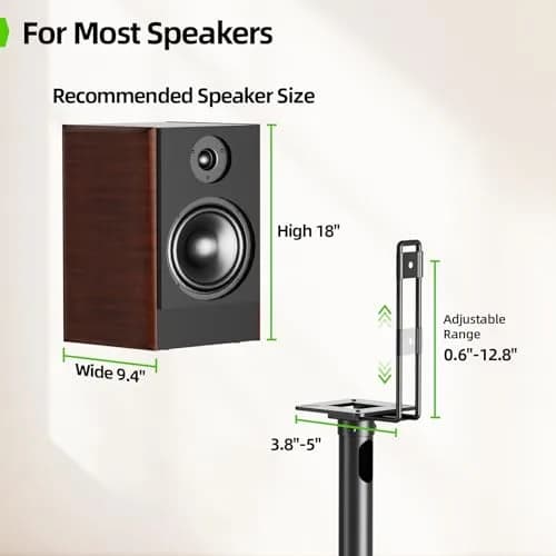 USX MOUNT Adjustable Speaker Stands Pair, 32-42 inch Height, 5kg (11 lbs) Load Capacity | Floor Satellite Speaker Stands for Home Theater thumbnail 6