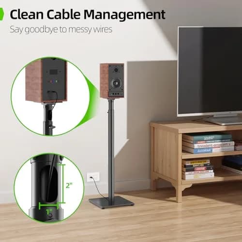 USX MOUNT Adjustable Speaker Stands Pair, 32-42 inch Height, 5kg (11 lbs) Load Capacity | Floor Satellite Speaker Stands for Home Theater thumbnail 7