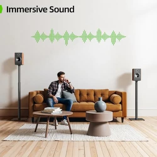 USX MOUNT Adjustable Speaker Stands Pair, 32-42 inch Height, 5kg (11 lbs) Load Capacity | Floor Satellite Speaker Stands for Home Theater thumbnail 9