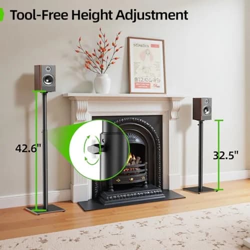 USX MOUNT Adjustable Speaker Stands Pair, 32-42 inch Height, 5kg (11 lbs) Load Capacity | Floor Satellite Speaker Stands for Home Theater thumbnail 2
