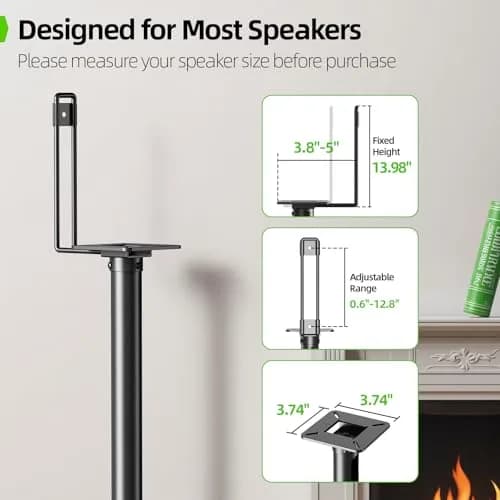 USX MOUNT Adjustable Speaker Stands Pair, 32-42 inch Height, 5kg (11 lbs) Load Capacity | Floor Satellite Speaker Stands for Home Theater thumbnail 3