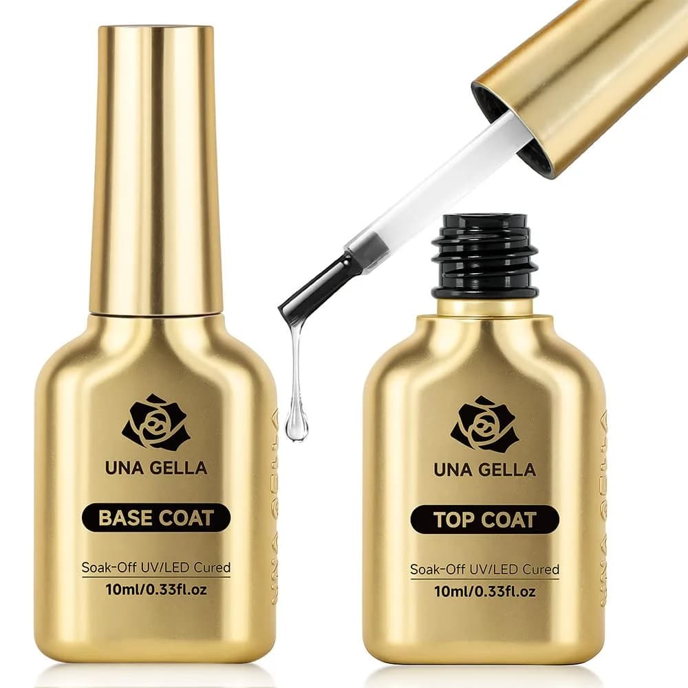 UNA GELLA No Wipe Gel Top Coat Base Coat Set 2PCS Highly Glossy | Long-Lasting Shine & Adhesion - main product image