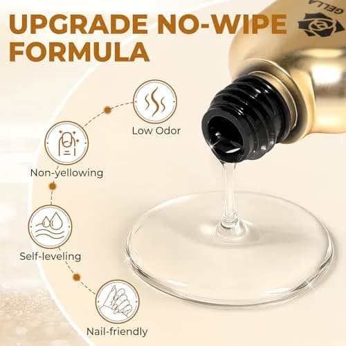 UNA GELLA No Wipe Gel Top Coat Base Coat Set 2PCS Highly Glossy | Long-Lasting Shine & Adhesion thumbnail 6