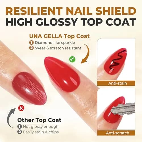 UNA GELLA No Wipe Gel Top Coat Base Coat Set 2PCS Highly Glossy | Long-Lasting Shine & Adhesion thumbnail 3