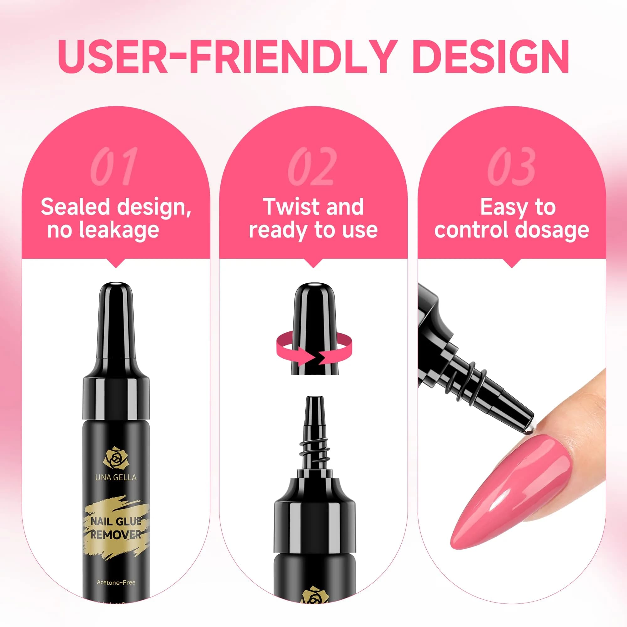 UNA GELLA Quick Removal Gel Nail Glue Remover 24ml (0.811 Fl Oz) | Acetone-Free Formula for Press-On Nails - view 5