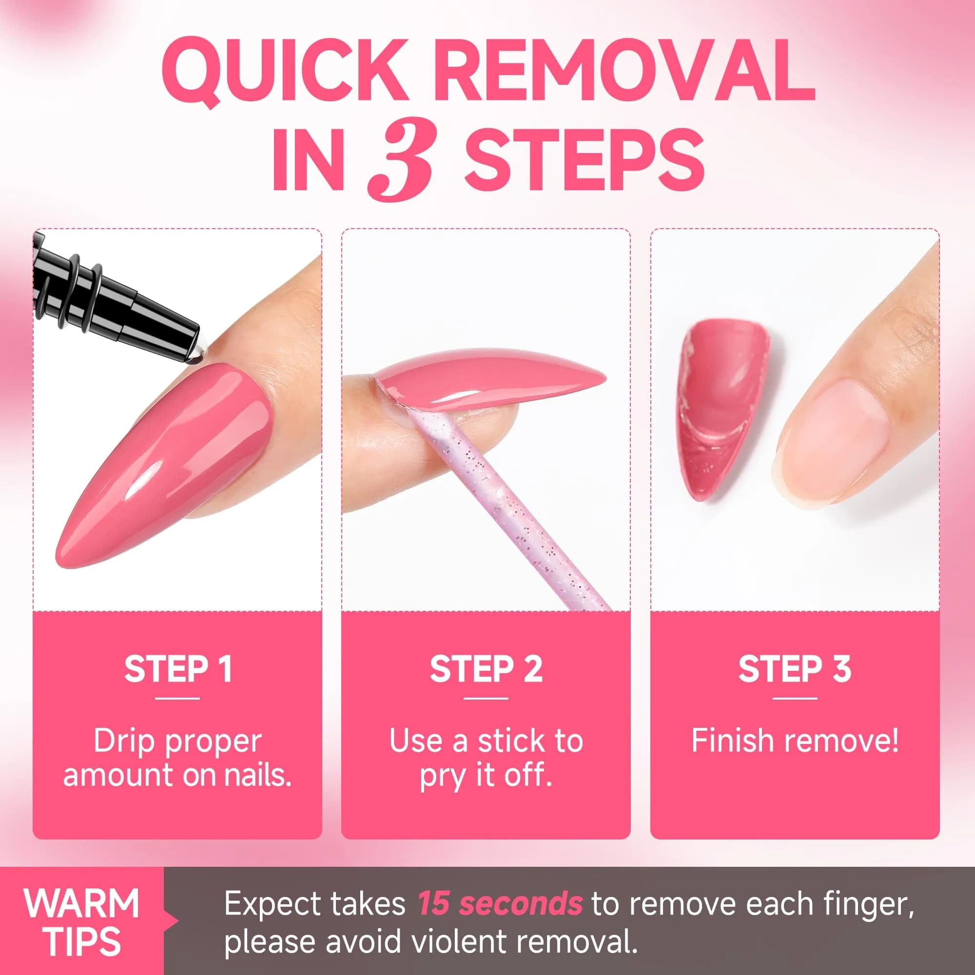 UNA GELLA Quick Removal Gel Nail Glue Remover 24ml (0.811 Fl Oz) | Acetone-Free Formula for Press-On Nails - view 6