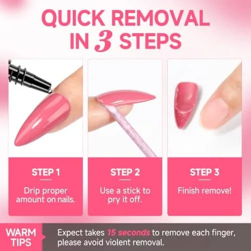 UNA GELLA Quick Removal Gel Nail Glue Remover 24ml (0.811 Fl Oz) | Acetone-Free Formula for Press-On Nails thumbnail 6