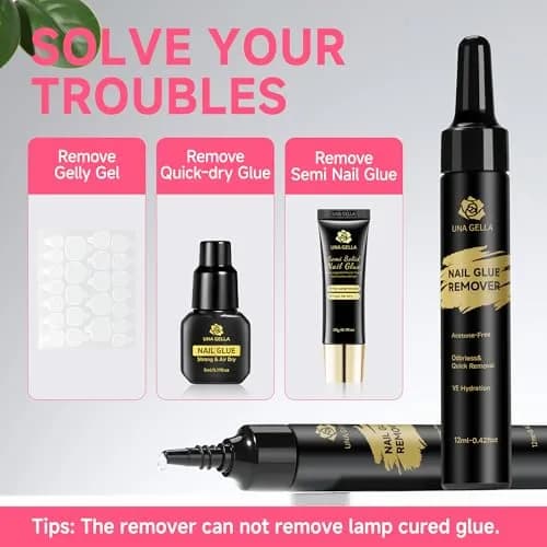 UNA GELLA Quick Removal Gel Nail Glue Remover 24ml (0.811 Fl Oz) | Acetone-Free Formula for Press-On Nails thumbnail 3