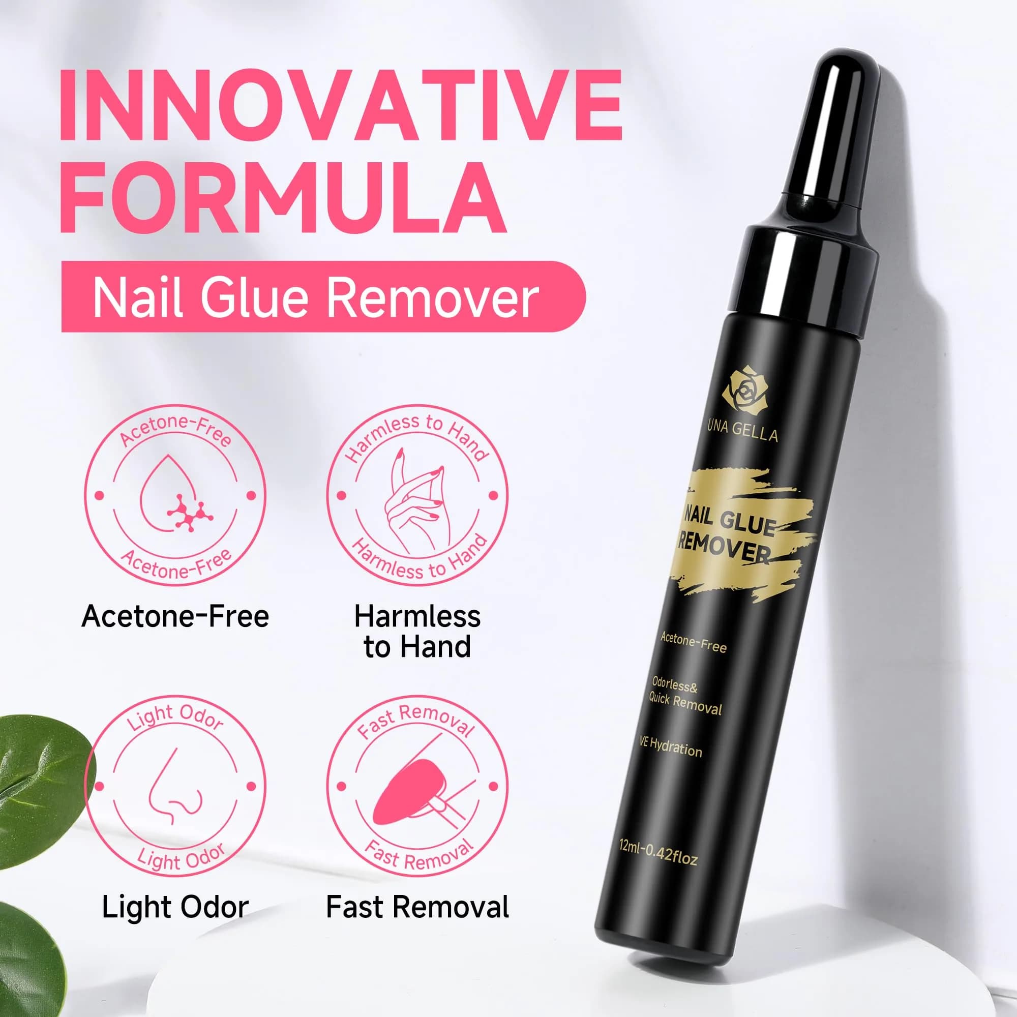 UNA GELLA Quick Removal Gel Nail Glue Remover 24ml (0.811 Fl Oz) | Acetone-Free Formula for Press-On Nails - view 4