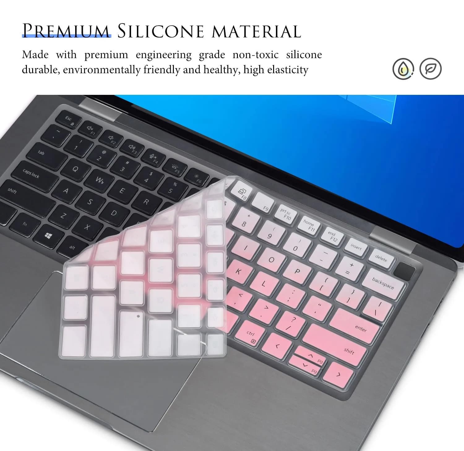 CASEDAO Gradual Pink Silicone Keyboard Cover Skin for Dell Latitude 7440 7430 7420 7410 5440 5431 5430 5420 14" Laptops | US Layout - view 5