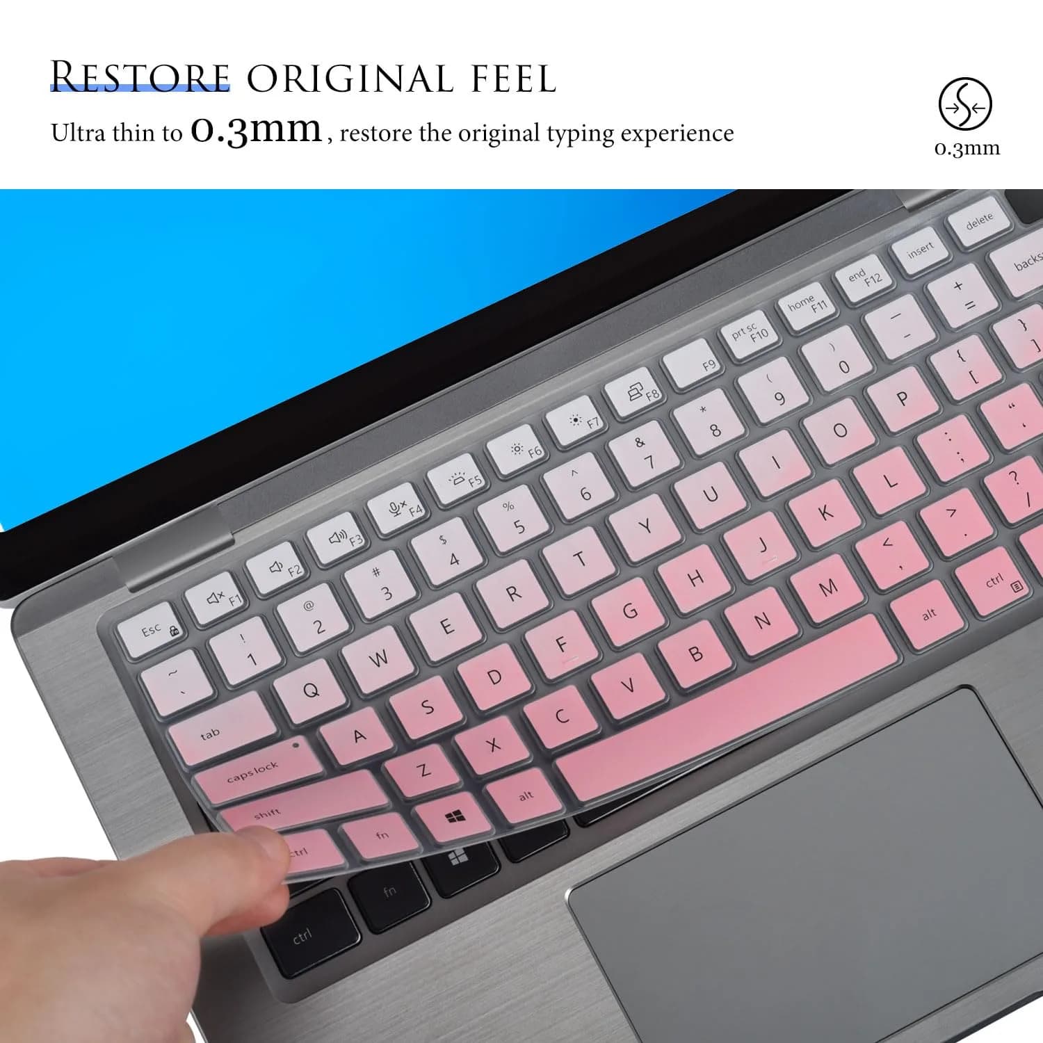 CASEDAO Gradual Pink Silicone Keyboard Cover Skin for Dell Latitude 7440 7430 7420 7410 5440 5431 5430 5420 14" Laptops | US Layout - view 6