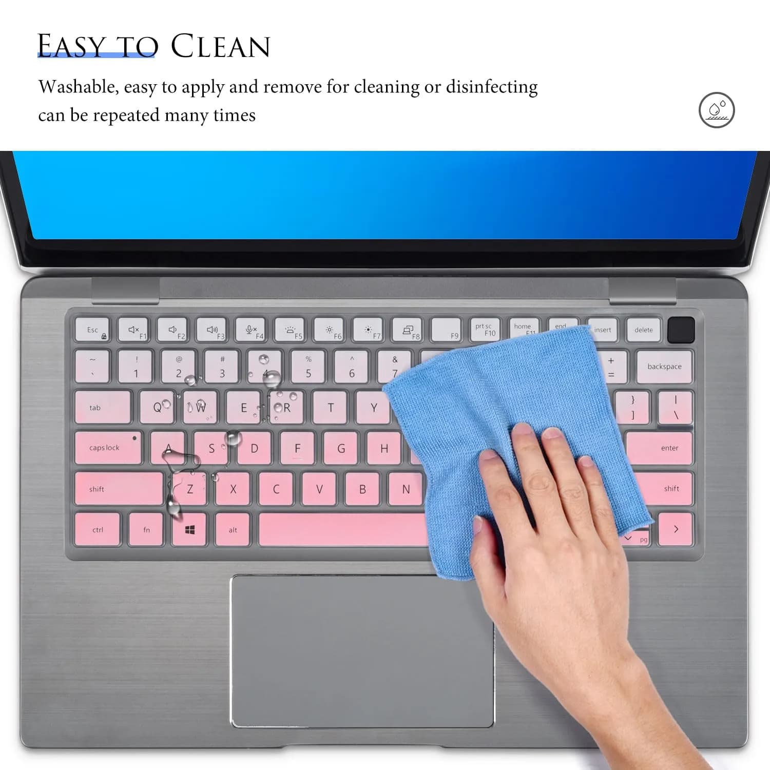 CASEDAO Gradual Pink Silicone Keyboard Cover Skin for Dell Latitude 7440 7430 7420 7410 5440 5431 5430 5420 14" Laptops | US Layout - view 8