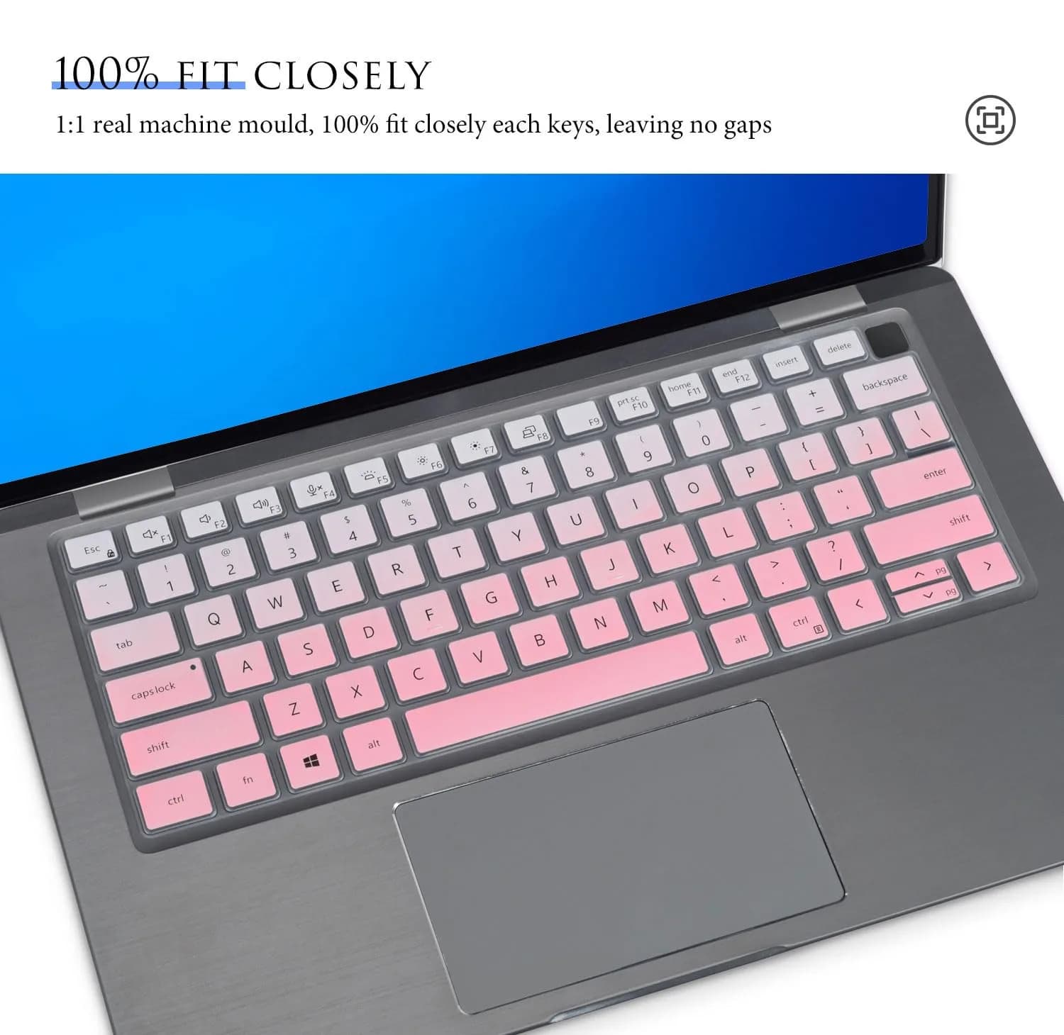 CASEDAO Gradual Pink Silicone Keyboard Cover Skin for Dell Latitude 7440 7430 7420 7410 5440 5431 5430 5420 14" Laptops | US Layout - view 3