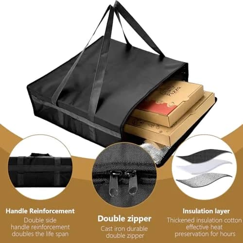 Yalin Insulated Pizza Delivery Bag, 20" x 20" x 6" | Keeps Food Hot or Cold for Hours thumbnail 5