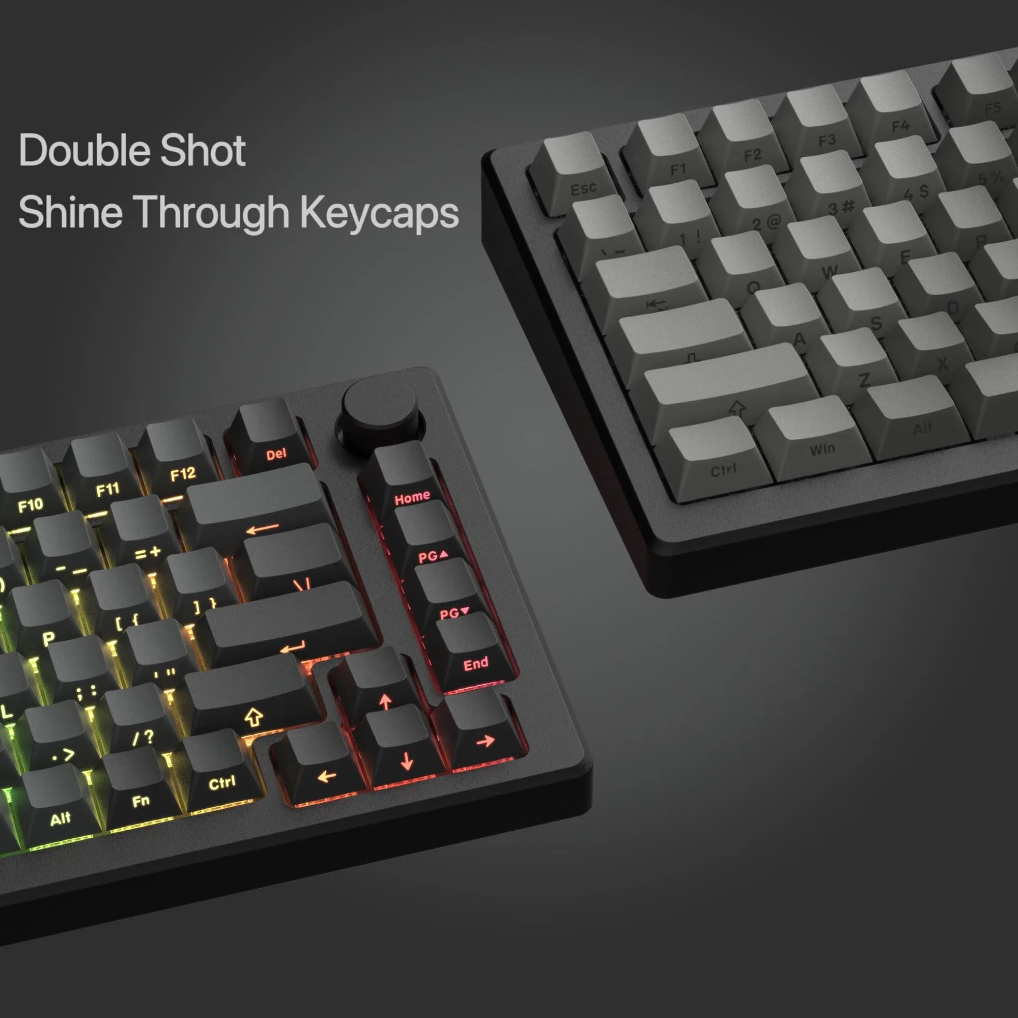 dagaladoo Shine Through Keycaps Set, Double Shot PBT, Gradient Grey, 121 Keys | RGB Backlit Cherry Profile thumbnail 4