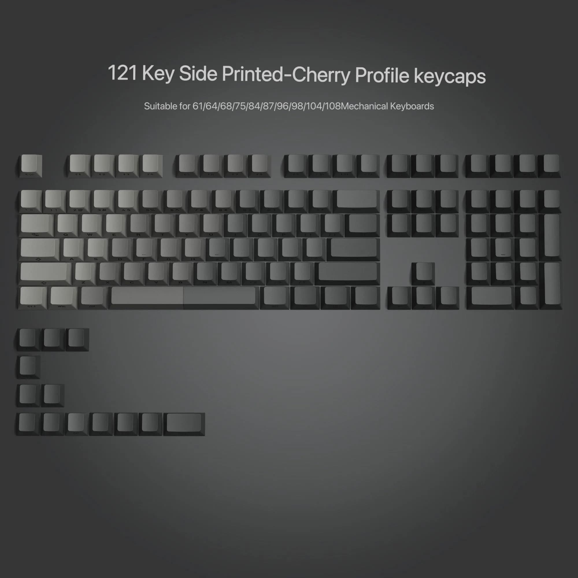 dagaladoo Shine Through Keycaps Set, Double Shot PBT, Gradient Grey, 121 Keys | RGB Backlit Cherry Profile thumbnail 2