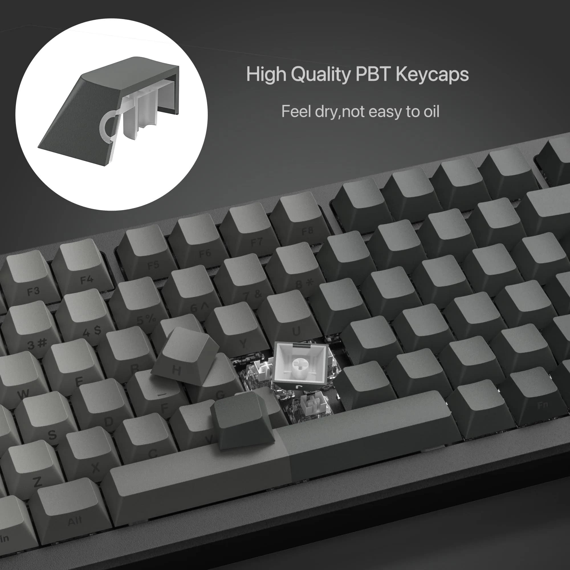dagaladoo Shine Through Keycaps Set, Double Shot PBT, Gradient Grey, 121 Keys | RGB Backlit Cherry Profile thumbnail 3