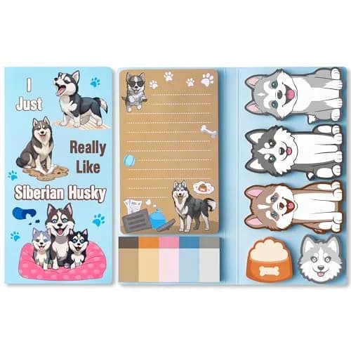 Xqumoi Husky Sticky Notes Set, 550 Sheets, Cute Animal Divider Tabs Bundle | Back to School Office Supplies Gift - main product image