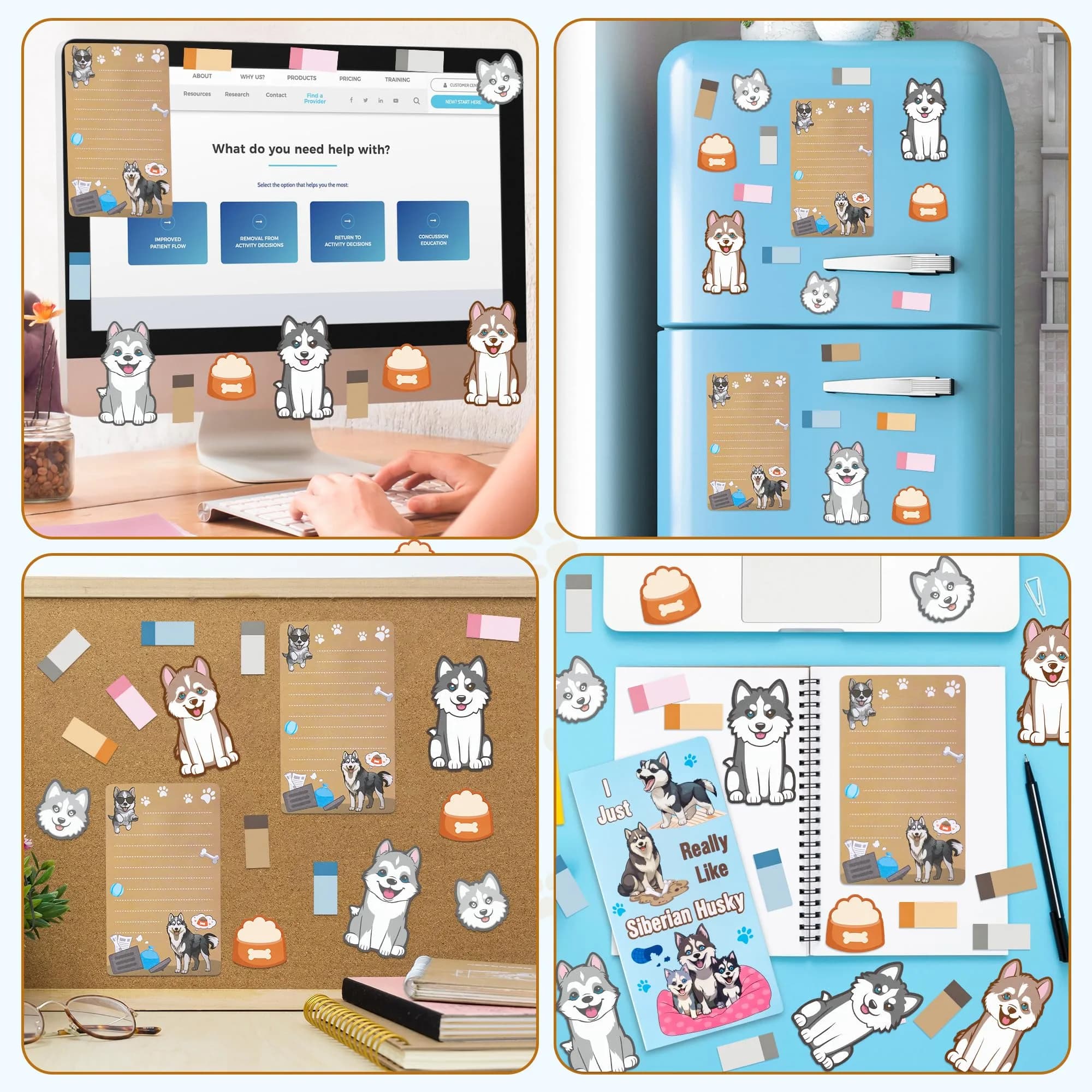 Xqumoi Husky Sticky Notes Set, 550 Sheets, Cute Animal Divider Tabs Bundle | Back to School Office Supplies Gift - view 3