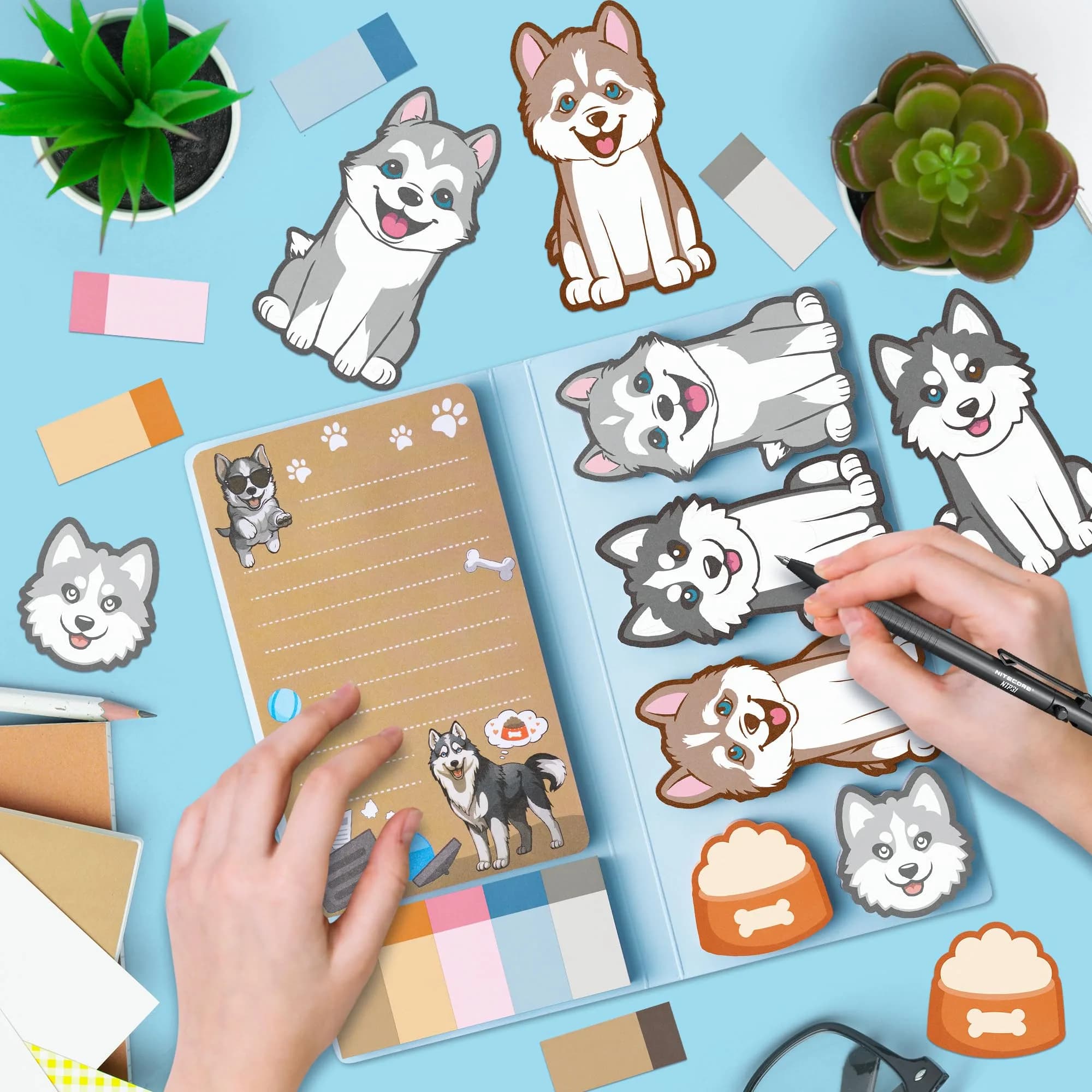 Xqumoi Husky Sticky Notes Set, 550 Sheets, Cute Animal Divider Tabs Bundle | Back to School Office Supplies Gift - view 4