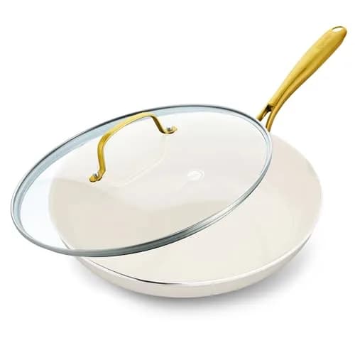 GreenPan Swift 12" Ceramic Nonstick Frying Pan Skillet with Lid, PFAS & PFOA-Free, Cream thumbnail 1