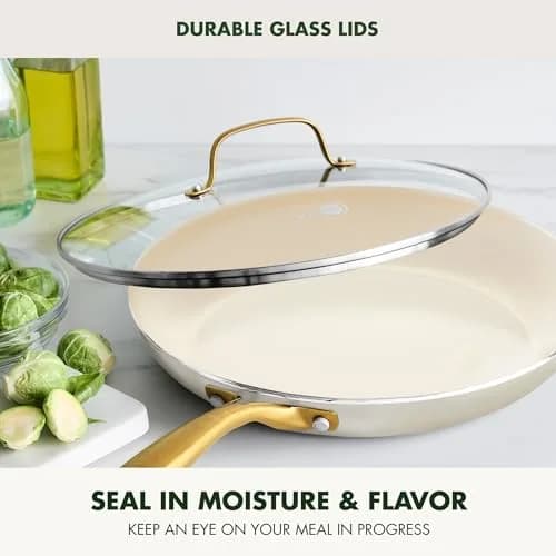 GreenPan Swift 12" Ceramic Nonstick Frying Pan Skillet with Lid, PFAS & PFOA-Free, Cream thumbnail 2