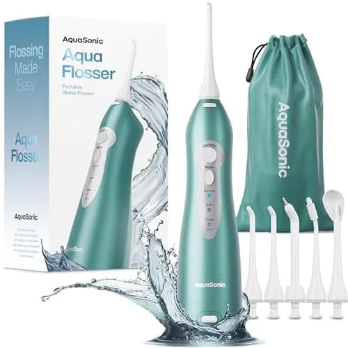 Aquasonic Water Flosser Cordless Rechargeable Mint Green Metallic | 500ml (16.9 Fl Oz) Water Reservoir thumbnail 1