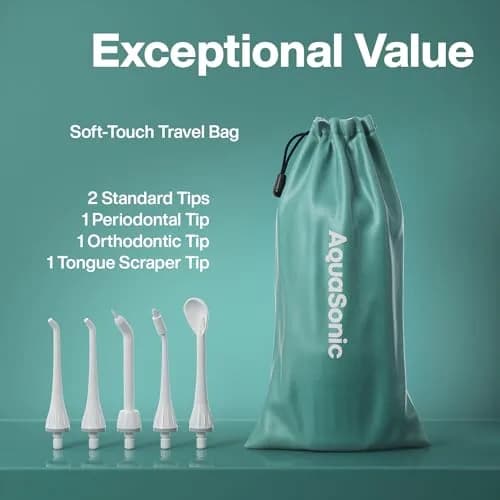 Aquasonic Water Flosser Cordless Rechargeable Mint Green Metallic | 500ml (16.9 Fl Oz) Water Reservoir thumbnail 5