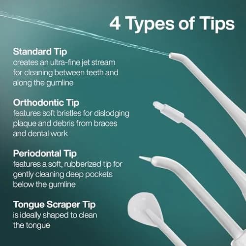 Aquasonic Water Flosser Cordless Rechargeable Mint Green Metallic | 500ml (16.9 Fl Oz) Water Reservoir thumbnail 7