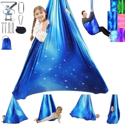 Heyfriday Sensory Swing for Kids & Adults | Indoor & Outdoor Therapy Cuddle Holds 300lbs Adjustable Swing Hammock Chair with 360° Swivel Kit thumbnail 1