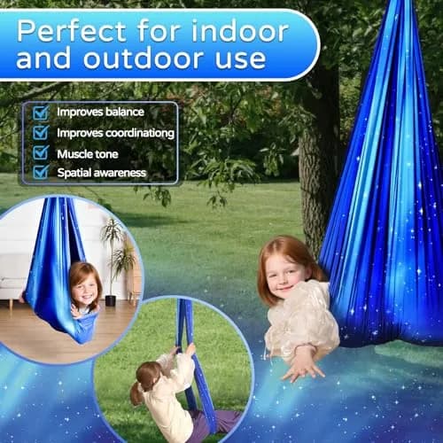 Heyfriday Sensory Swing for Kids & Adults | Indoor & Outdoor Therapy Cuddle Holds 300lbs Adjustable Swing Hammock Chair with 360° Swivel Kit thumbnail 7