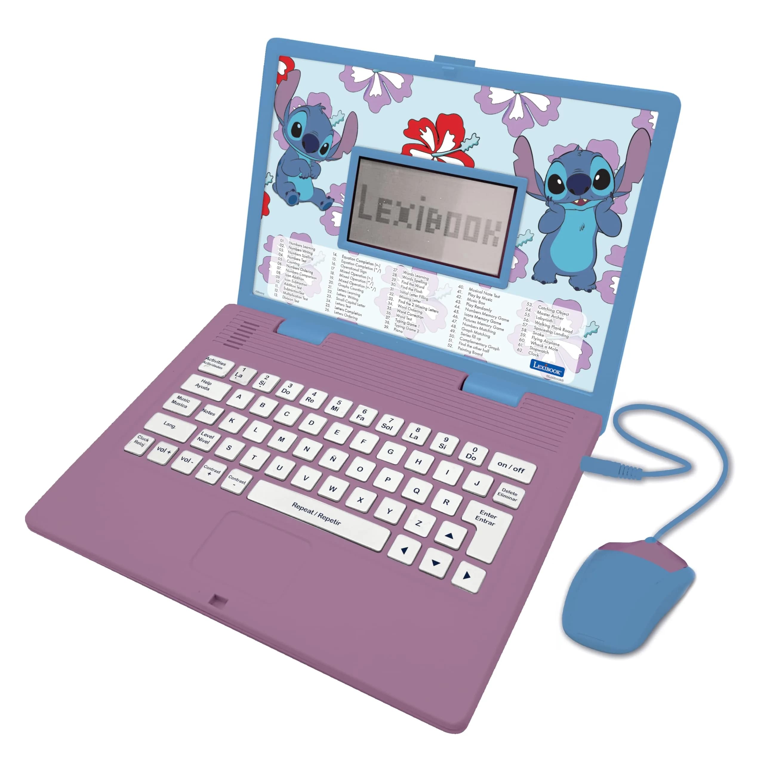 LEXiBOOK Disney Stitch Educational Laptop for Kids 124 Activities | Bilingual Learning & Fun (70-120 chars) - main product image