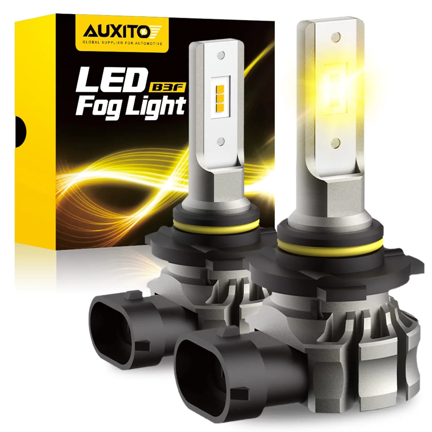 AUXITO 9145 LED Fog Light Bulbs Yellow, 6000LM 3000K Amber Fog Lights, H10/9045/9140 Halogen Replacement (Pack of 2) - main product image