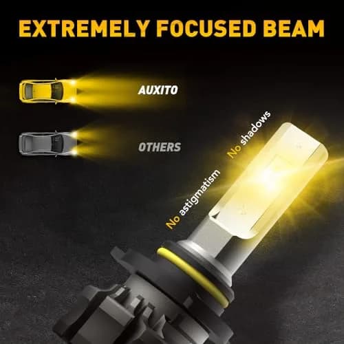 AUXITO 9145 LED Fog Light Bulbs Yellow, 6000LM 3000K Amber Fog Lights, H10/9045/9140 Halogen Replacement (Pack of 2) thumbnail 5