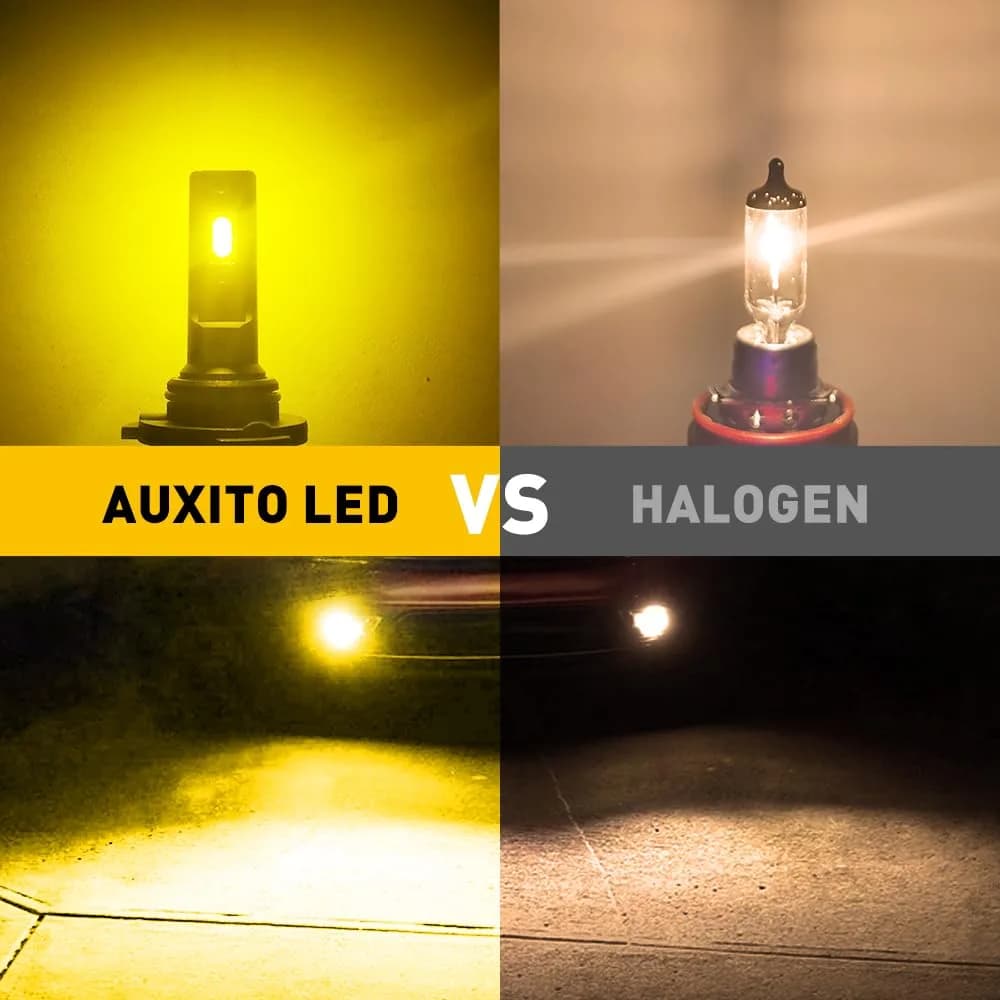 AUXITO 9145 LED Fog Light Bulbs Yellow, 6000LM 3000K Amber Fog Lights, H10/9045/9140 Halogen Replacement (Pack of 2) - view 2