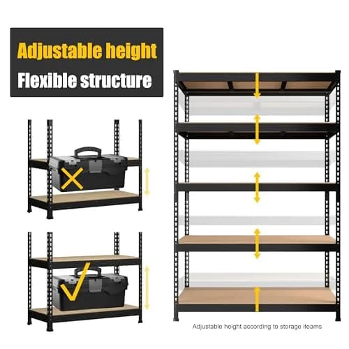 PrimeZone Garage Storage Shelves 47"W x 18"D x 72"H | Heavy Duty 5-Tier Metal Shelving thumbnail 6