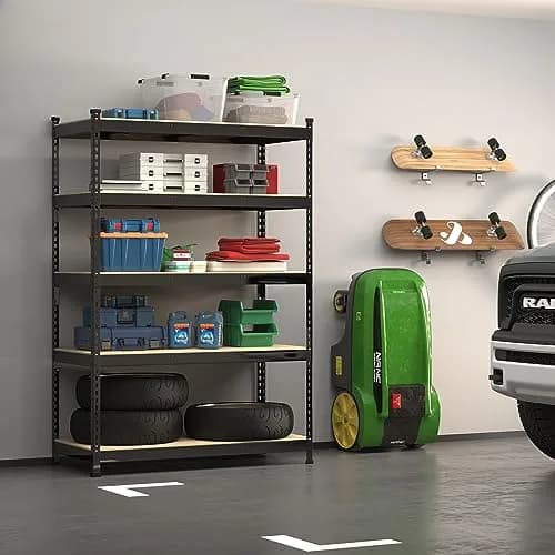 PrimeZone Garage Storage Shelves 47"W x 18"D x 72"H | Heavy Duty 5-Tier Metal Shelving thumbnail 7