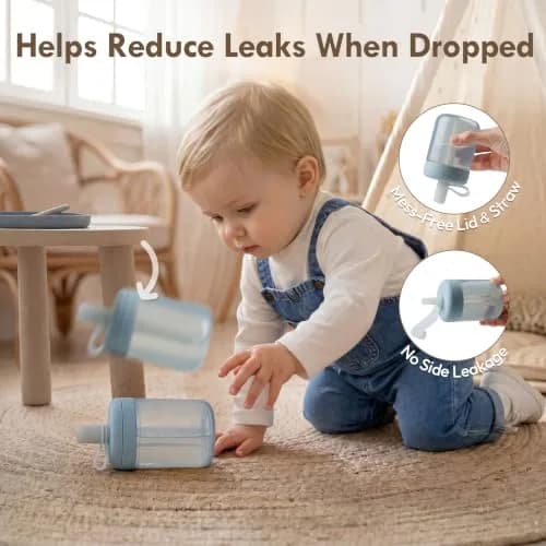 Moonkie Baby Straw Cup | Silicone Toddler Sippy Training Cup with Straw Lid | BPA-Free Drop-Proof | Baby Led Weaning | 6 Months+ thumbnail 6
