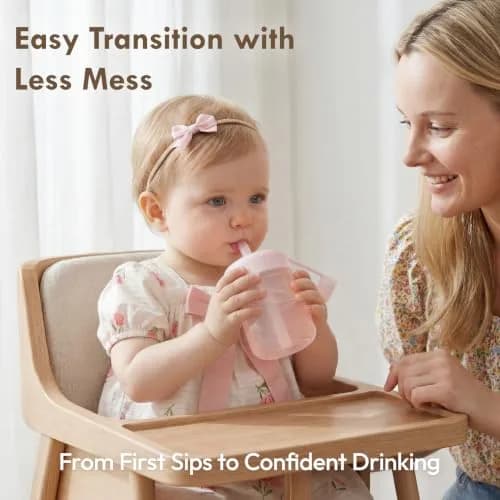 Moonkie Baby Straw Cup | Silicone Toddler Sippy Training Cup with Straw Lid | BPA-Free Drop-Proof | Baby Led Weaning | 6 Months+ thumbnail 2