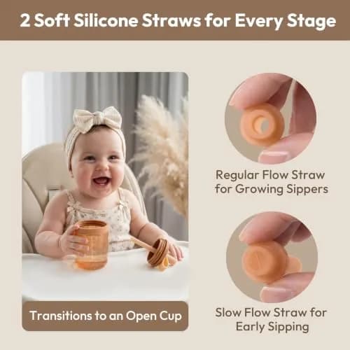 Moonkie Baby Straw Cup | Silicone Toddler Sippy Training Cup with Straw Lid | BPA-Free Drop-Proof | Baby Led Weaning | 6 Months+ thumbnail 3