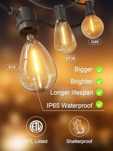 Svater Outdoor String Lights LED 100FT Waterproof for Outside Patio Light thumbnail 6