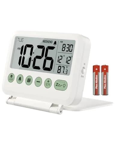 MeesMeek Digital Travel Alarm Clock with Flip Stand & Backlight, 10.2cm (4") | Battery Operated for Bedroom, Office, Travel thumbnail 1