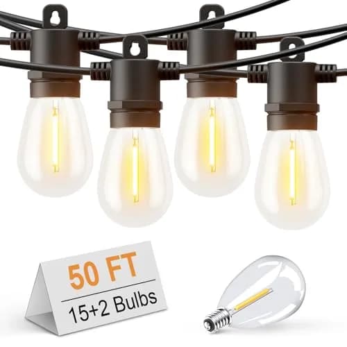 Svater Outdoor String Lights LED 50 FT Waterproof IP65 | Shatterproof, Dimmable, Commercial Grade thumbnail 1